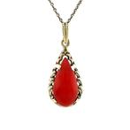 Gouden vintage hanger met bloedkoraal 14 krt, Sieraden, Tassen en Uiterlijk, Ophalen of Verzenden, Nieuw