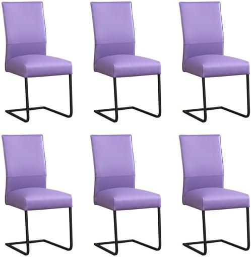 Set van 6 Lichtpaarse leren industriële eetkamerstoelen - po, Huis en Inrichting, Stoelen, Vijf, Zes of meer stoelen, Overige kleuren