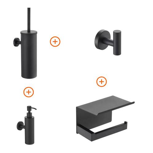Toilet accessoires set Mat zwart design met zeepdispenser, Doe-het-zelf en Verbouw, Sanitair, Verzenden