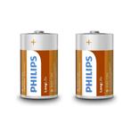 Philips Longlife Zink - D Batterij - 2 stuks (D Batterijen), Nieuw, Ophalen of Verzenden