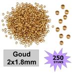 Fako Bijoux® - Knijpkralen - Crimp Beads - Metaal - 2x1.8mm, Hobby en Vrije tijd, Kralen en Sieraden maken, Verzenden, Nieuw