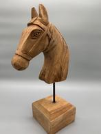 Vintage groot houten hoofd paard op sokkel, Antiek en Kunst, Kunst | Beelden en Houtsnijwerken, Ophalen of Verzenden