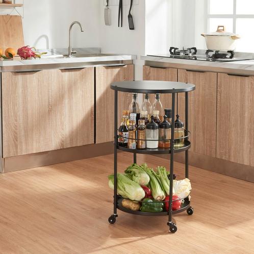 [en.casa] Keukentrolley Munkedal 75xØ45 cm zwart, Huis en Inrichting, Keuken | Keukenbenodigdheden, Nieuw, Verzenden