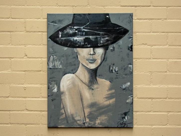 De vrouw met de hoed (Schilderijen, Interieur;Sfeer & Stijl), Huis en Inrichting, Woonaccessoires | Schilderijen, Tekeningen en Foto's