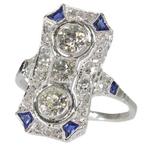Ring Platina - 0.92ct. tw. Diamant (Natuurlijk) - Sapphire,, Sieraden, Tassen en Uiterlijk, Ringen, Nieuw