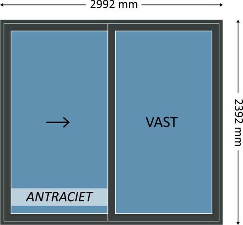 Voorraad 2-delige schuifpui, aluminium, antraciet, met glas, Doe-het-zelf en Verbouw, Kozijnen en Schuifpuien, Inclusief glas