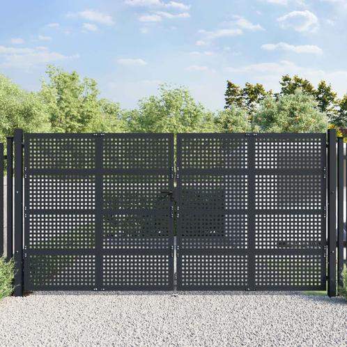 vidaXL Poort 400x175 cm staal antracietkleurig, Tuin en Terras, Tuinpoorten, Nieuw, Verzenden