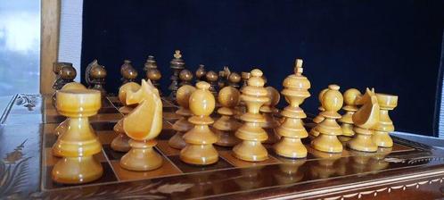 Schaakspel - Schaakspel backgammon-bord - Hout, Antiek en Kunst, Curiosa en Brocante