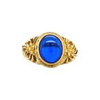 Gouden ring met blauw glas 18 krt, Sieraden, Tassen en Uiterlijk, Ringen, Ophalen of Verzenden, Nieuw