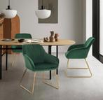 2x eetkamerstoel / kuipstoel - groen met goud - metaal met, Huis en Inrichting, Stoelen, Verzenden, Nieuw