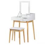 Moderne zelfbouw kaptafel wit met spiegel en lades - Comp..., Huis en Inrichting, Tafels | Kaptafels, Ophalen of Verzenden, Nieuw