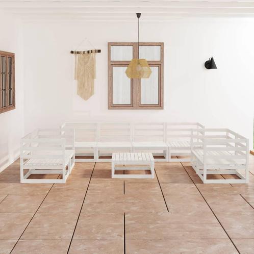 vidaXL 9-delige Loungeset massief grenenhout wit, Tuin en Terras, Tuinsets en Loungesets, Loungeset, Nieuw, Verzenden