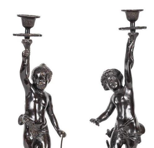 Kaarsenhouder (2) - Brons, Marmer, Antiek en Kunst, Antiek | Overige Antiek