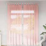 vidaXL Gordijnen voile met roedezakken 2 st roze, Verzenden, Nieuw