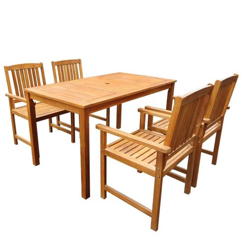 vidaXL 5-delige Tuinset massief acaciahout, Tuin en Terras, Tuinsets en Loungesets, Tuinset, Nieuw, 4 zitplaatsen, Hout, Verzenden