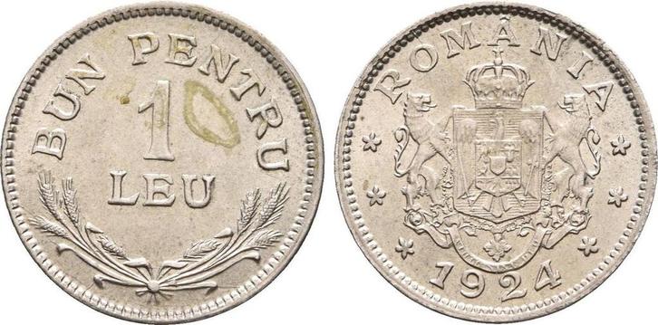 1 Leu 1924 Rumaenien Ferdinand I 1914-1927, Postzegels en Munten, Munten | Europa | Niet-Euromunten, Verzenden