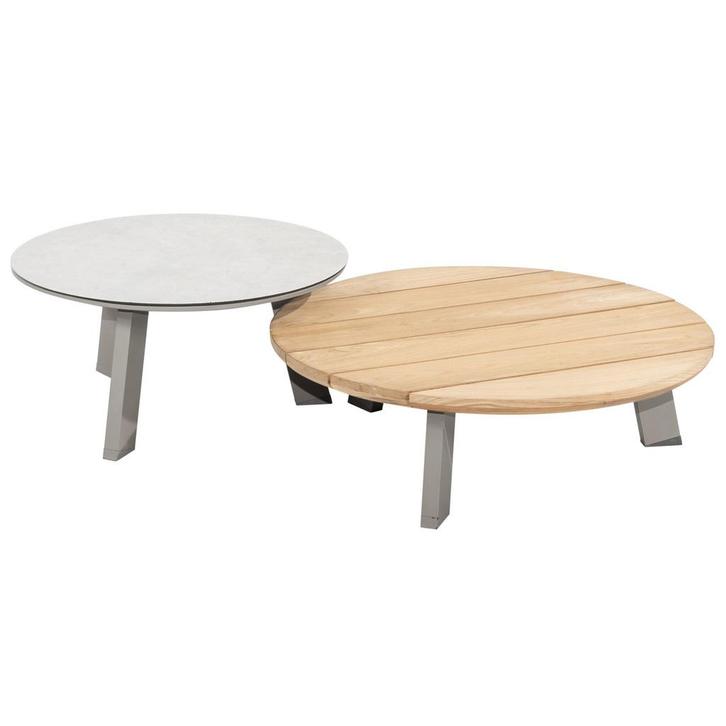 Emma set loungetafels 65 cm rond en 80 cm rond ceramic teak, Tuin en Terras, Tuintafels, Nieuw, Aluminium, Ophalen of Verzenden