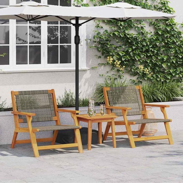 Tuinstoelen Acaciahout Grijs | Retourdeal 40%, Tuin en Terras, Tuinstoelen, Nieuw, Hout, Ophalen of Verzenden