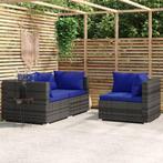 vidaXL 3-delige Loungeset met kussens poly rattan grijs, Verzenden, Nieuw, Rotan, Loungeset