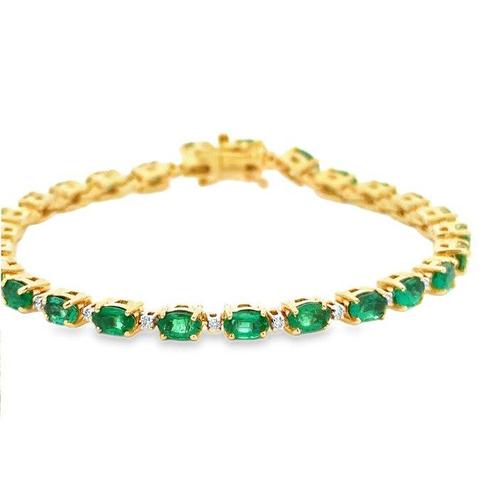 Armband - 18 karaat Geel goud Smaragd - Diamant -, Sieraden, Tassen en Uiterlijk, Armbanden