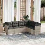 vidaXL 6-delige Loungeset met kussens poly rattan lichtgrijs, Verzenden, Nieuw, Rotan, Loungeset