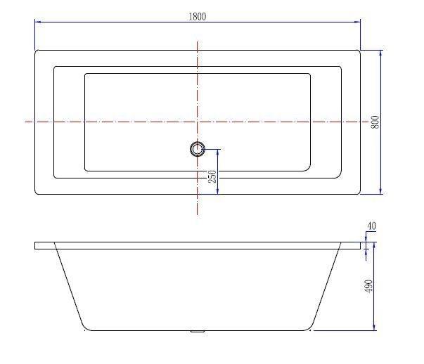 Wiesbaden Santino SQ inbouw ligbad 180*80*49 cm wit DUO, Doe-het-zelf en Verbouw, Sanitair, Ophalen of Verzenden