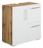 Wastafelkast Mars 60 x 30 x 60 cm Eiken Wit Badkamerkast, Huis en Inrichting, Badkamer | Badkamermeubels, Verzenden, Nieuw, Wastafelkast