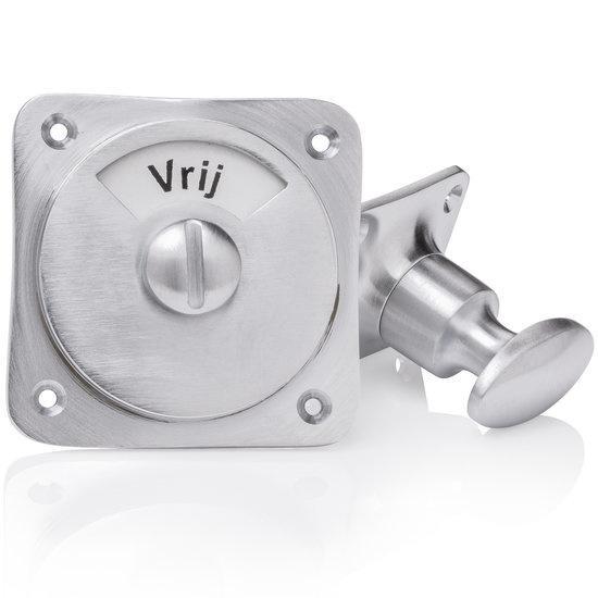 WC slot draaiknop vrij-bezet mat nikkel - retro jaren 30..., Doe-het-zelf en Verbouw, Hang- en Sluitwerk, Slot, Nieuw, Koper of Messing