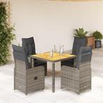 vidaXL 5-delige Bistroset met kussens poly rattan grijs, Tuin en Terras, Tuinsets en Loungesets, Verzenden, Nieuw, Rotan