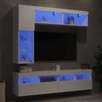 vidaXL 7-delige Tv-wandmeubelset met LED-verlichting wit, Huis en Inrichting, Verzenden, Nieuw, Overige houtsoorten