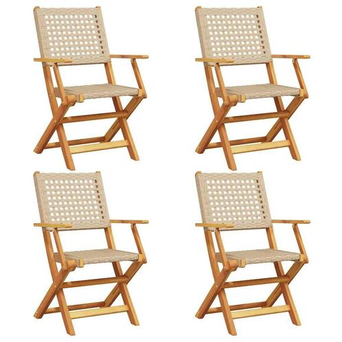 Inklapbare Tuinstoelen Rattan Beige | Tweedekansje | OP=OP, Tuin en Terras, Tuinstoelen, Inklapbaar, Nieuw, Hout, Ophalen of Verzenden