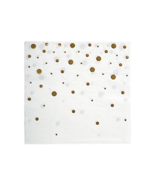 Servetten Gouden Stippen Wit 17cm 16st, Hobby en Vrije tijd, Feestartikelen, Nieuw, Verzenden