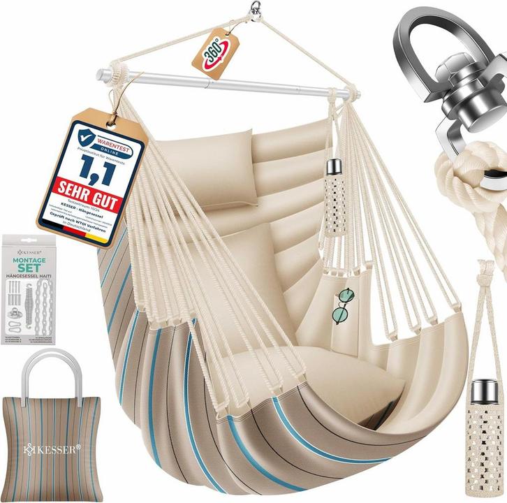 Hangstoel - Binnen & Buiten - Hangschommel - Tot 150kg - Wit, Tuin en Terras, Hangmatten, Zo goed als nieuw, Verzenden