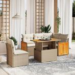 vidaXL 6-delige Loungeset met kussens poly rattan beige, Verzenden, Nieuw, Rotan, Loungeset