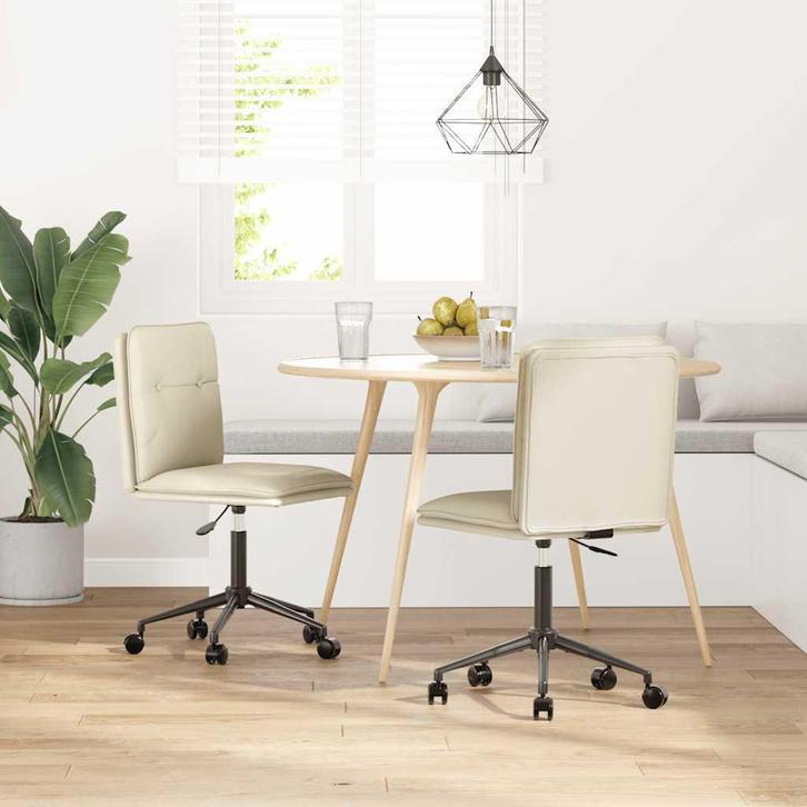 vidaXL Eetkamerstoelen 2 st kunstleer crèmekleurig, Huis en Inrichting, Stoelen, Nieuw, Verzenden