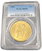 Gouden Amerikaanse 20 dollar 1904 MS64 Liberty Head PCGS, Postzegels en Munten, Munten | Amerika, Goud, Losse munt, Verzenden