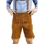 Lederhosen leer - licht bruin - KORT, Verzenden, Nieuw, Feestartikel