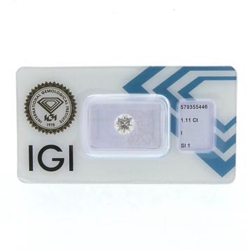 1,11 ct. Briljant geslepen diamant I / SI1 + IGI Certific... beschikbaar voor biedingen