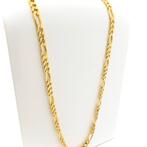 18 Krt. Massief gouden lange figaro schakel ketting | 92 cm, Ophalen of Verzenden, Gebruikt, Overige kleuren, Goud