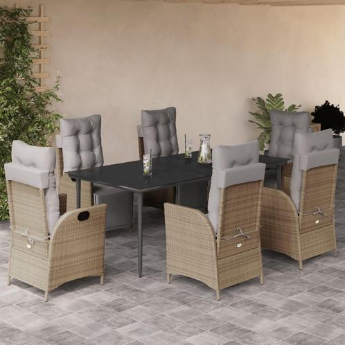 vidaXL 7-delige Tuinset met kussens poly rattan gemengd, Tuin en Terras, Tuinsets en Loungesets, Tuinset, Nieuw, 6 zitplaatsen