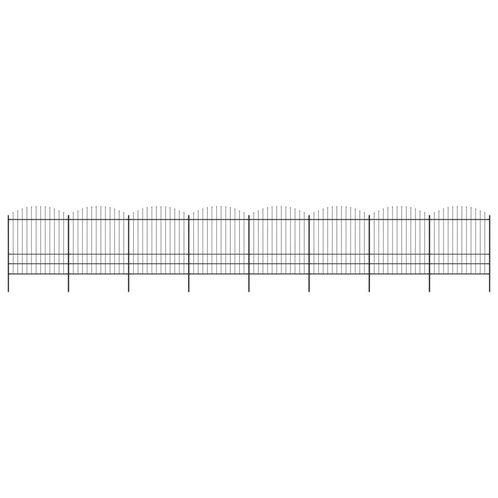 vidaXL Tuinhek met speren bovenkant (1,75-2)x13,6 m staal, Tuin en Terras, Schuttingen, Nieuw, IJzer, 2 meter of meer, Verzenden