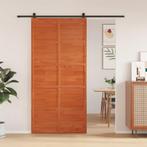 vidaXL Schuifdeur 100x208 cm massief grenenhout wasbruin, Doe-het-zelf en Verbouw, Deuren en Horren, Verzenden, Nieuw