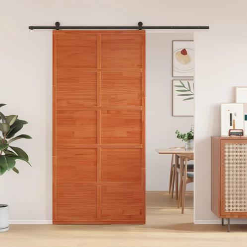 vidaXL Schuifdeur 100x208 cm massief grenenhout wasbruin, Doe-het-zelf en Verbouw, Deuren en Horren, Nieuw, Verzenden