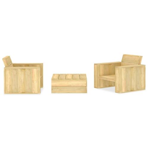 vidaXL 3-delige Loungeset geïmpregneerd grenenhout, Tuin en Terras, Tuinsets en Loungesets, Loungeset, Nieuw, Verzenden