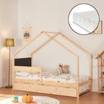 Kinderbed Sodankylä met onderschuifbed en matrassen 90x200 c, Verzenden, Nieuw