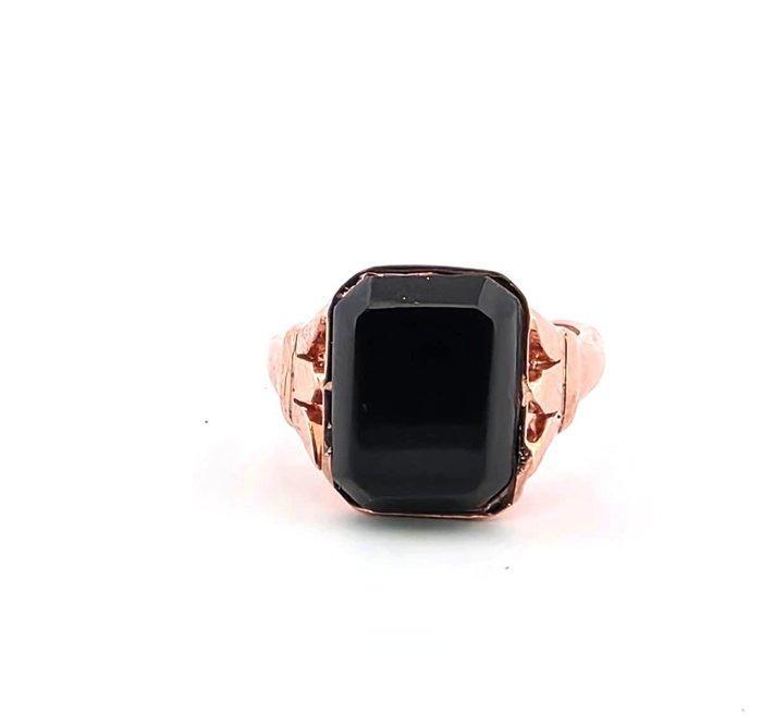 Zonder minimumprijs - Ring - 9 kt. Roségoud, Zilver Onyx, Sieraden, Tassen en Uiterlijk, Ringen