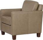 Direct meenemen | Taupe leren fauteuil | taupe leer | NIEUW, Huis en Inrichting, Fauteuils, Nieuw, Ophalen of Verzenden, Landelijk