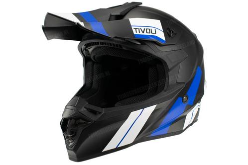 Helm Vito Crosshelm Tivoli mat zwart / blauw wit, Fietsen en Brommers, Brommeronderdelen | Algemeen, Nieuw, Ophalen of Verzenden