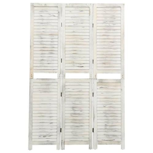 vidaXL Kamerscherm met 3 panelen 105x165 cm hout antiekwit, Huis en Inrichting, Woonaccessoires | Kamerschermen, Nieuw, Verzenden