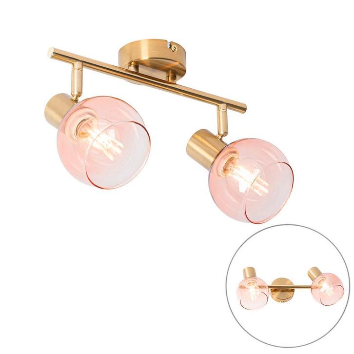 Smart spot goud met roze glas incl. 2 Wifi P45 - Vidro, Huis en Inrichting, Lampen | Spots, Nieuw, Overige materialen